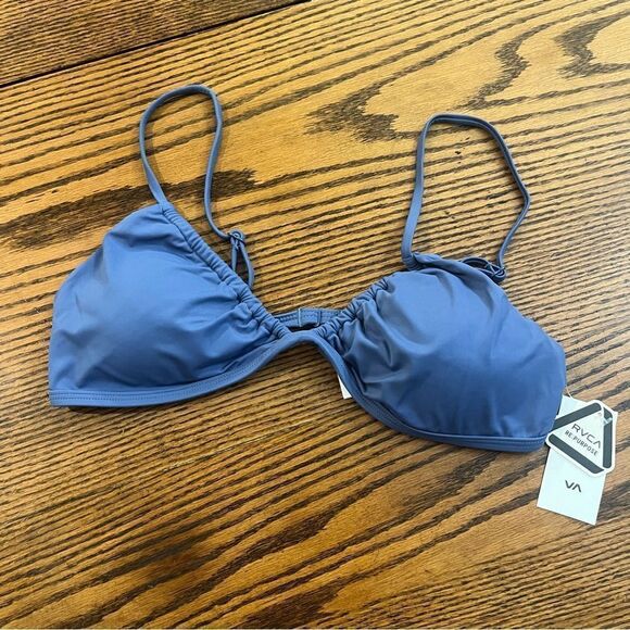 RVCA Solid Trilette Bikini Top Blue Size M - Picture 4 of 11